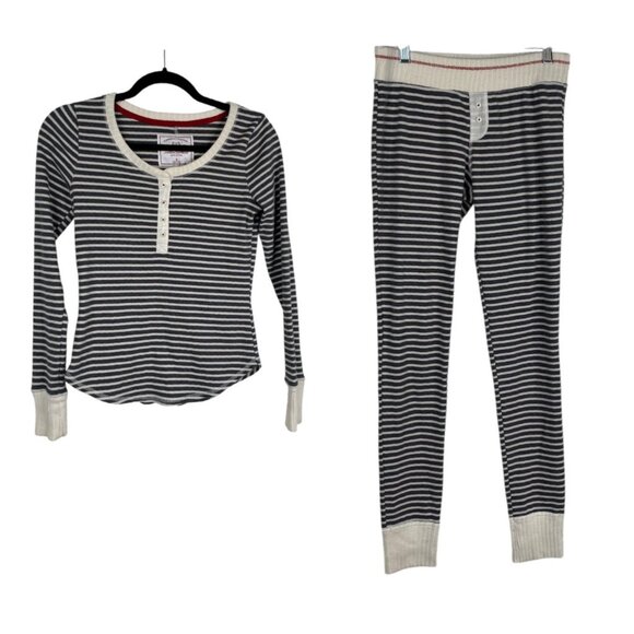 Abercrombie & Fitch Other - Abercrombie Fitch Sleepwear Collection Pajama Set Henley Ribbed Striped Size S